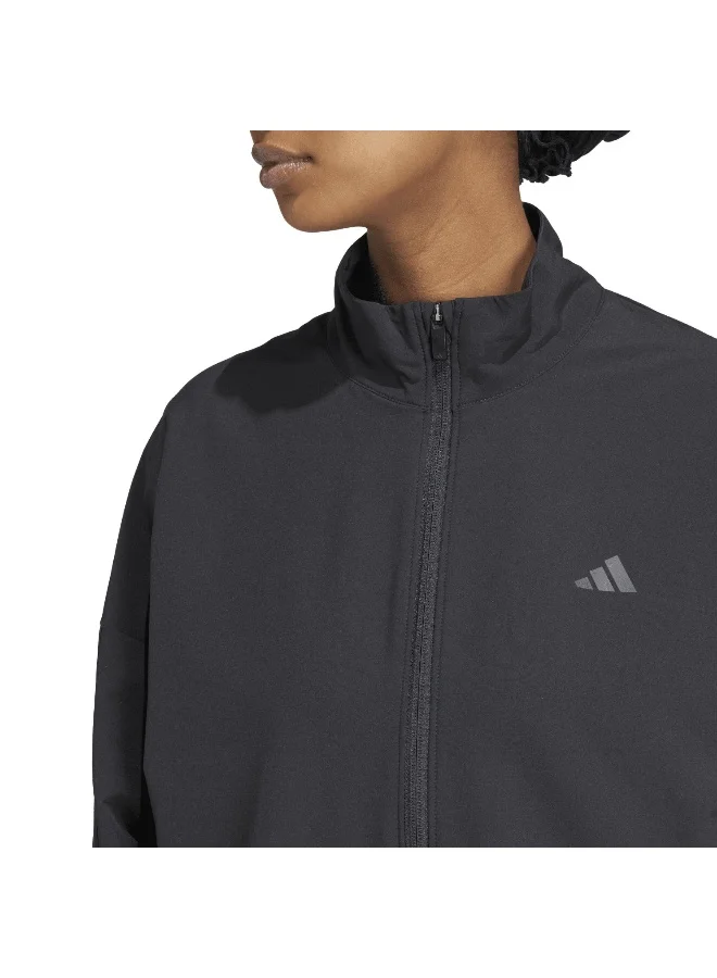 adidas جاكيت رياضي نسائي PACER بتصميم متناسق وخطوط ثلاثية منسوجة