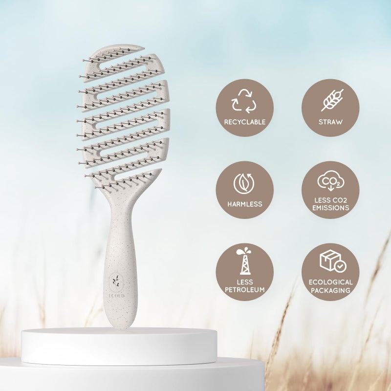 Ecoed Hair Brush, Vented Detangling Brush for Curly, Thick, and Straight Hair - Gently Detangles and Smooths hair - Works on Wet or Dry Hair - Eco-Friendly and Biodegradable - Unisex - Image 3