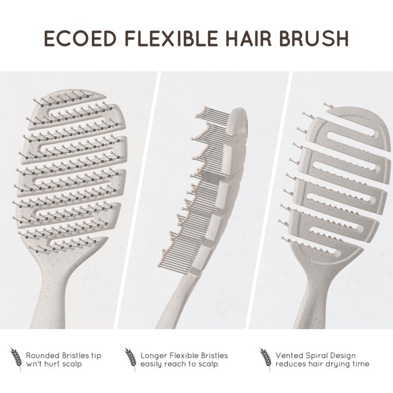 Ecoed Hair Brush, Vented Detangling Brush for Curly, Thick, and Straight Hair - Gently Detangles and Smooths hair - Works on Wet or Dry Hair - Eco-Friendly and Biodegradable - Unisex - Image 4