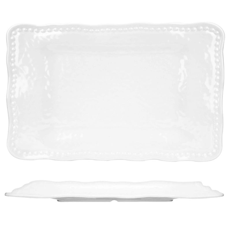 KOXINKARLU Melamine Trays 17inch Serving Trays and Platters Set of 2 White