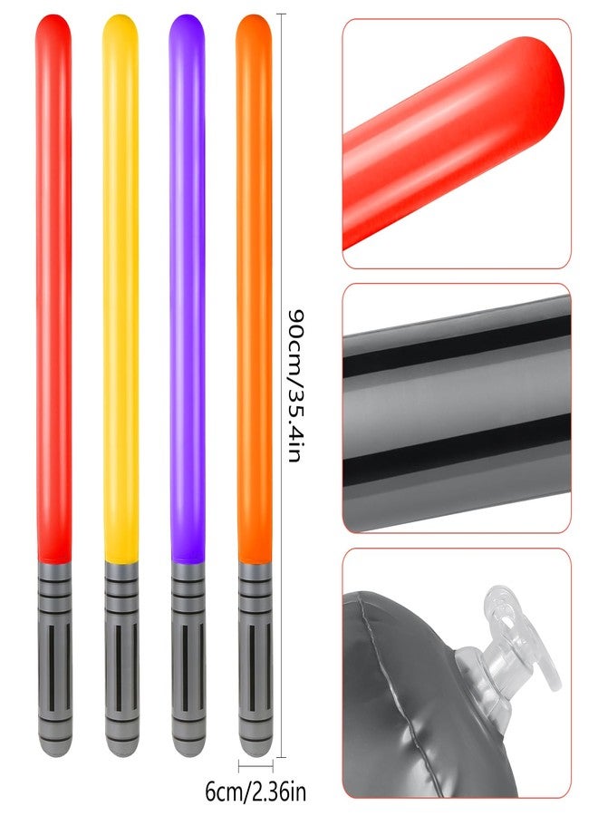 EVERMARKET 4 PCS Inflatable Lightsaber,Blow Up Light Saber Sword Toys Party Bags Stocking Stuffers Star Swords Toys for Wars Themed Party Cosplay Party Favors,4 Colors (Orange) - Image 2