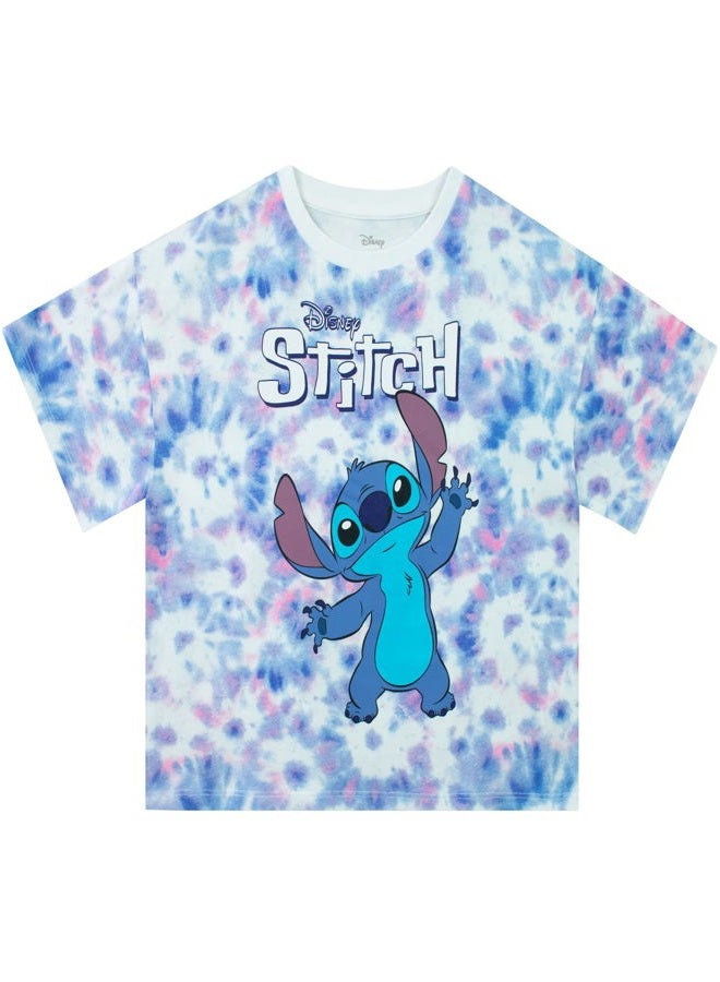 Disney تي شيرت ليلو وستيتش | ملابس ستتش بتقنية صبغ الأقمشة للأطفال | تي شيرت للفتيات | 6 ألوان متعددة - Image 1