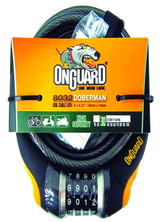 OnGuard Doberman Combo 7.75 ft (240 cm) × 12 mm (0.47 in) Coil Cable Lock – 4-Digit Resettable Combination, Vinyl-Coated Self-Coiling Steel Cable with Mounting Bracket - Image 3