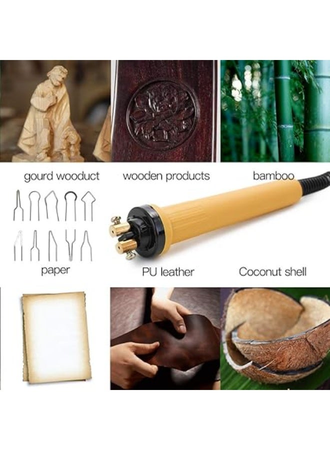 قلم حرق الخشب مع جهاز حرق احترافي – درجة حرارة قابلة للتعديل للأعمال الفنية ونقش القرع مع رأس سلك لحام وعُنصر تسخين سيراميك - Image 4