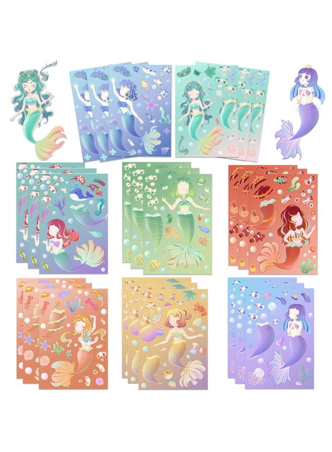 8 Little Mermaid Children's Cartoon Parent-child Interactive Puzzle Puzzle Hand Account Diy Face Sticker Waterproof
