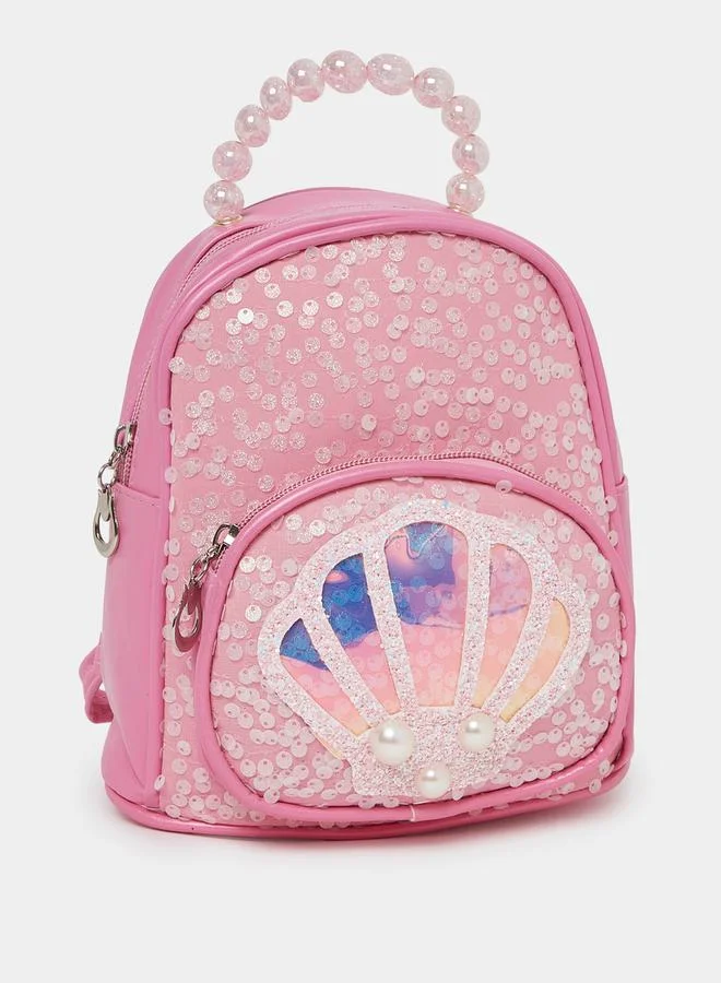 Styli Sequin Detail Pearl Handle Backpack
