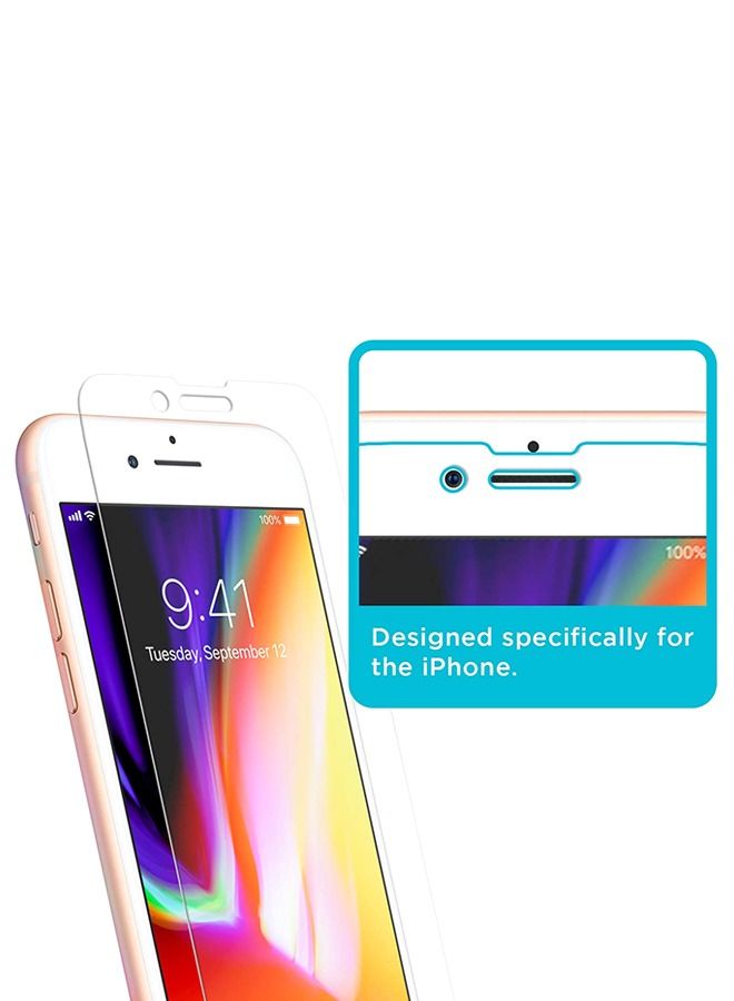 واقي شاشة من الزجاج المقوى مضاد للخدش لهاتف آيفون 8/7 شفاف - Image 2