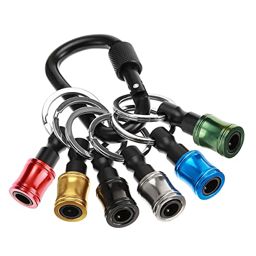 Saipe 6PCS Keychain Extension Bar Aluminum Alloy Screwdriver Bits Holder Set Portable Drill Screw Adapter Quick Release Extension Bar for 1/4inch Hex Shank - Image 1