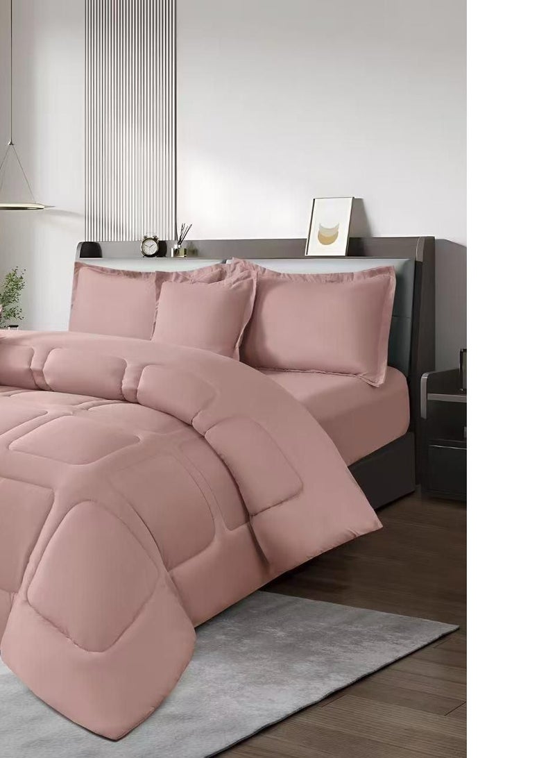 مون مفرش نفرين سادةصيفي طقم لحاف مكون من 6 قطع مقاس كينج 230×250سم - Image 3