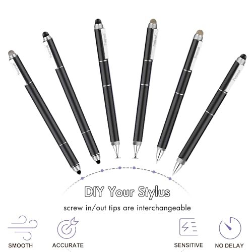Penyeah Stylus Pen, 4 in 1 Disc Stylus Pens for Touch Screens, High Precision and Sensitivity Universal Capacitive Stylus, Stylist for Tablets,iPhone,iPad,Laptops with 4 Replacement Tips - Black - Image 4