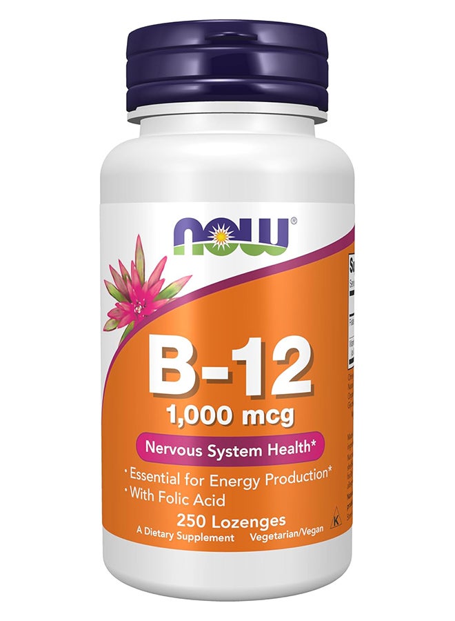Now Foods Vitamin B-12 1000mcg Supplement - 250 Chewable Lozenges - Image 1