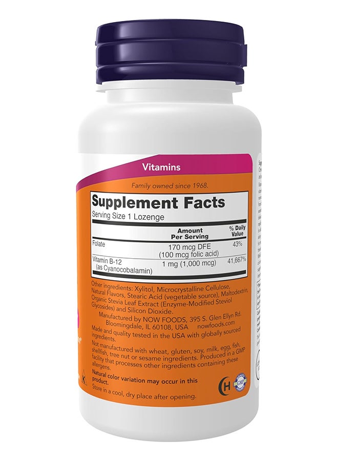 Now Foods Vitamin B-12 1000mcg Supplement - 250 Chewable Lozenges - Image 2