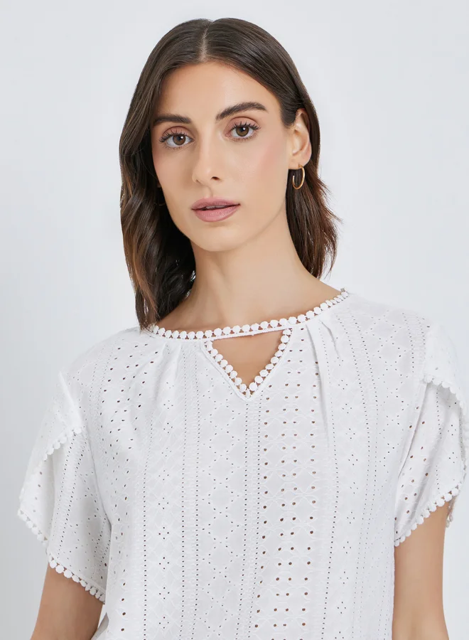 Take Two Take Two Women White Eyelet Top
