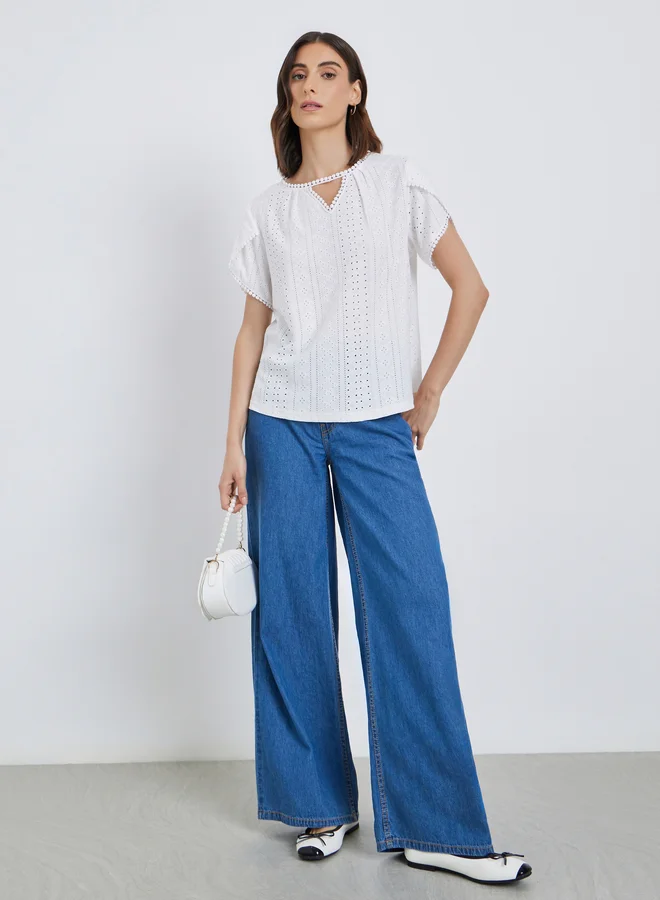 Take Two Take Two Women White Eyelet Top