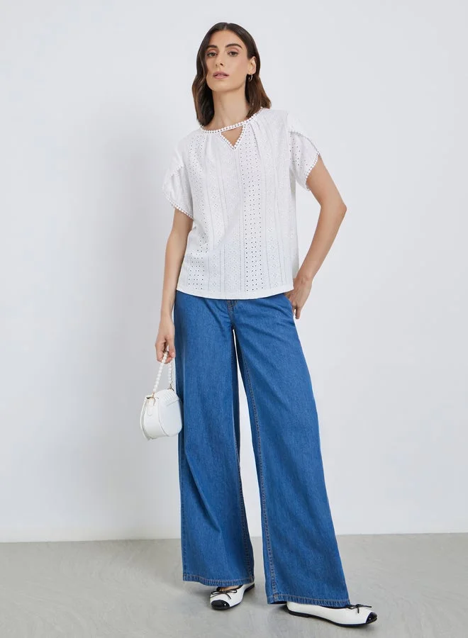 Take Two Women White Eyelet Top