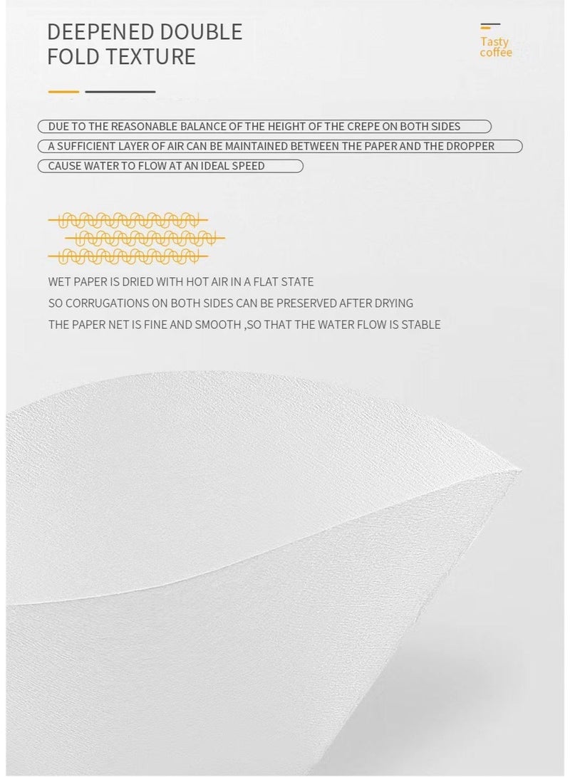 V60 Size 02 Coffee Filters - 100 Pieces Oxygen Bleached White Paper, Fast Flow Disposable Filters for Pour Over, Home & Office Brewing, Perfect for Arabic Coffee - Image 4