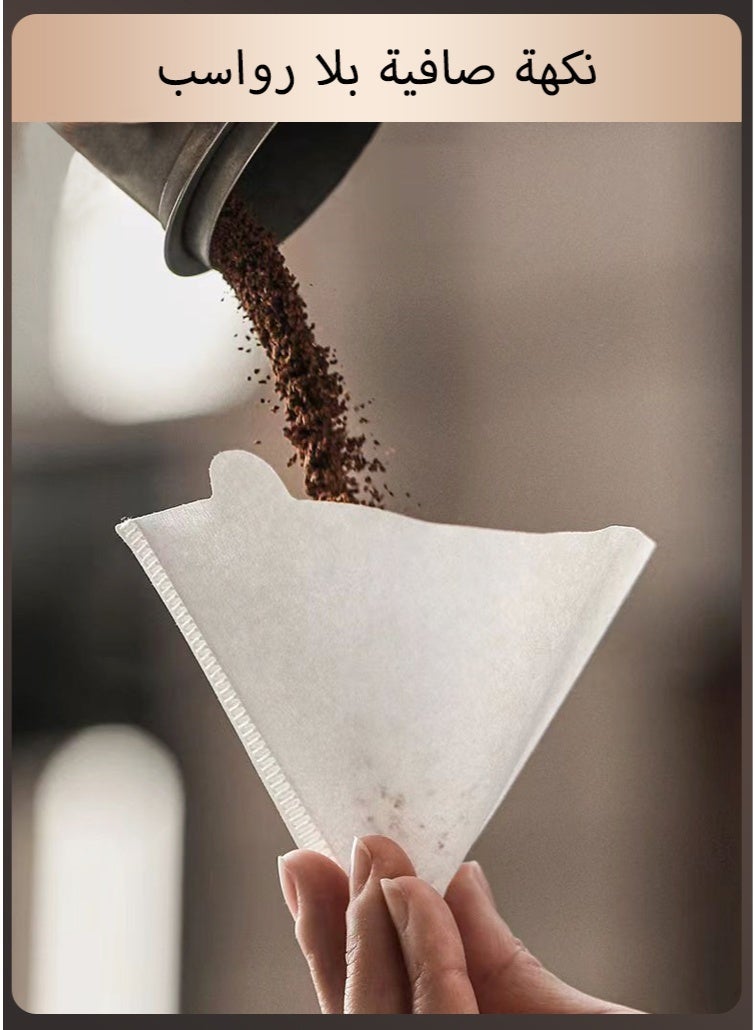 V60 Size 02 Coffee Filters - 100 Pieces Oxygen Bleached White Paper, Fast Flow Disposable Filters for Pour Over, Home & Office Brewing, Perfect for Arabic Coffee - Image 1