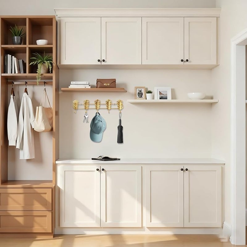 حامل معاطف ثقيل مثبت على الحائط مع 5 خطاطيف 15-35 بوصة للمدخل الحمام المطبخ - Image 5