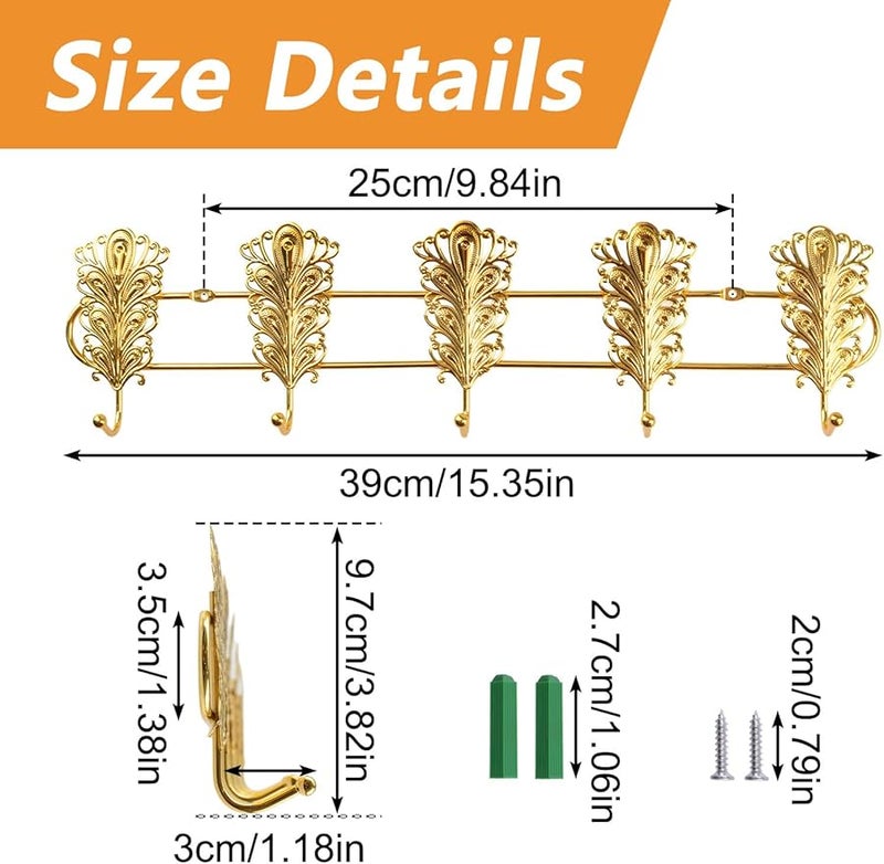 حامل معاطف ثقيل مثبت على الحائط مع 5 خطاطيف 15-35 بوصة للمدخل الحمام المطبخ - Image 3