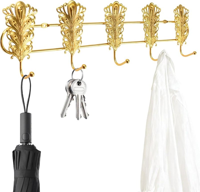 حامل معاطف ثقيل مثبت على الحائط مع 5 خطاطيف 15-35 بوصة للمدخل الحمام المطبخ - Image 1