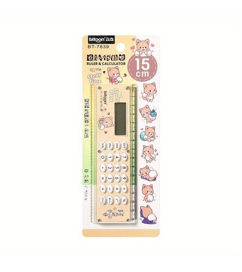 Ultra Thin Calculator with Ruler Random Color Compact Desktop Tool for Students Office - Image 5