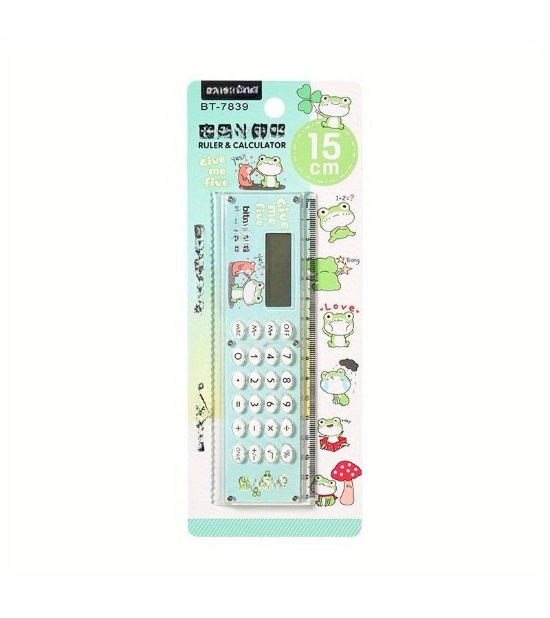 Ultra Thin Calculator with Ruler Random Color Compact Desktop Tool for Students Office - Image 4