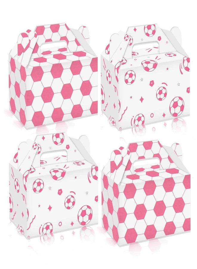 RVEAFA 24 Pack Soccer Party Goodie Bags for Girls Gift Boxes Gable Treat Snack Bags for Team/Birthday Party Decorations Supplies Pink Soccer Snack Bags for Candy Cookie Cake 5.5 x 3 x 6 inches - Image 1