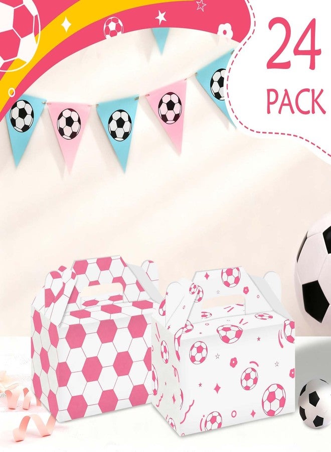 RVEAFA 24 Pack Soccer Party Goodie Bags for Girls Gift Boxes Gable Treat Snack Bags for Team/Birthday Party Decorations Supplies Pink Soccer Snack Bags for Candy Cookie Cake 5.5 x 3 x 6 inches - Image 2