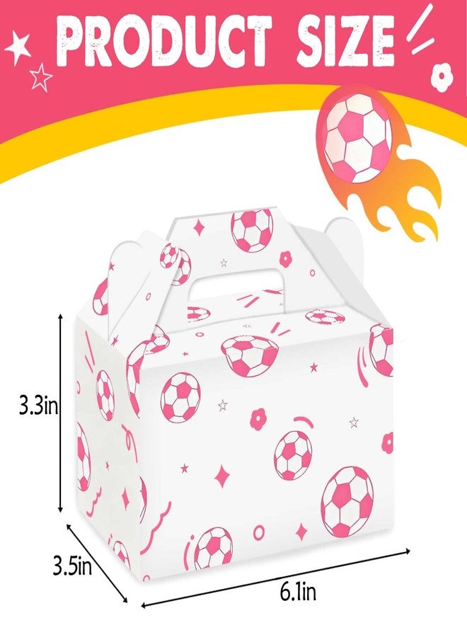 RVEAFA 24 Pack Soccer Party Goodie Bags for Girls Gift Boxes Gable Treat Snack Bags for Team/Birthday Party Decorations Supplies Pink Soccer Snack Bags for Candy Cookie Cake 5.5 x 3 x 6 inches - Image 3