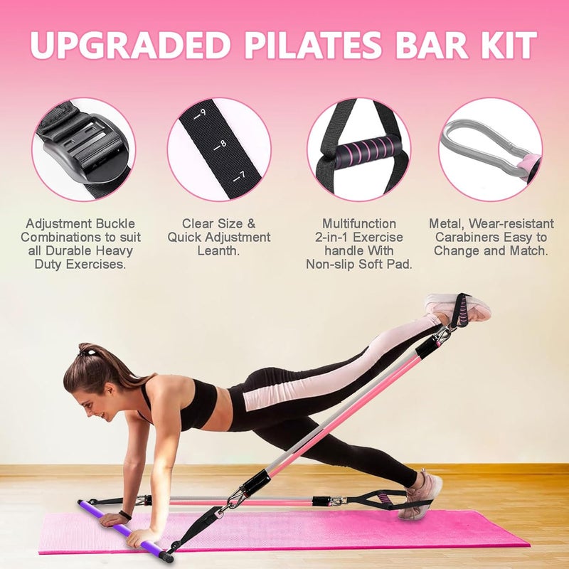 Bbtops Pilates Bar Kit with Resistance Bands,Pilates Bar with Stackable Bands Workout Equipment for Legs,Hip,Waist and Arm,Exercise Fitness Equipment for Women & Men Home Gym Yoga Pilates - Image 2