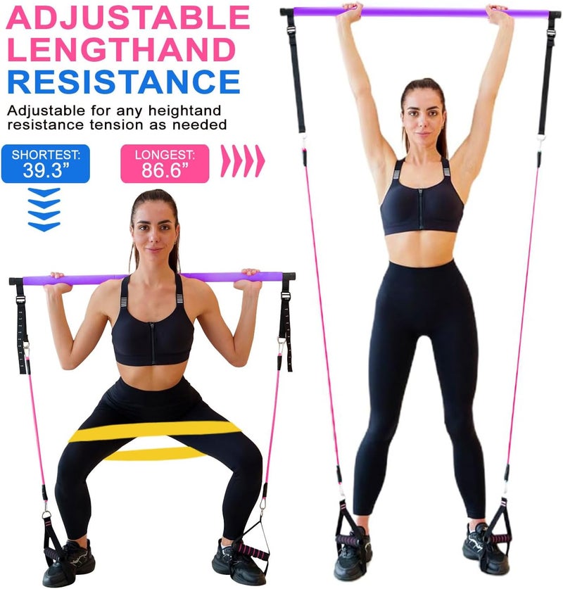 Bbtops Pilates Bar Kit with Resistance Bands,Pilates Bar with Stackable Bands Workout Equipment for Legs,Hip,Waist and Arm,Exercise Fitness Equipment for Women & Men Home Gym Yoga Pilates - Image 4