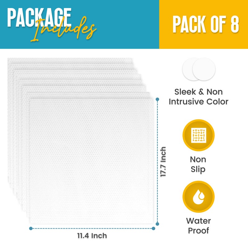 Linda's Essentials Refrigerator Liners for Shelves (8 Pack) by Lindaâ€™s Essentials - Non-Adhesive Drawer and Shelf Liner, BPA-Free Fridge Mats for Kitchen & Cabinets, Easy to Clean, Ideal Household Essentials (Clear) - Image 3