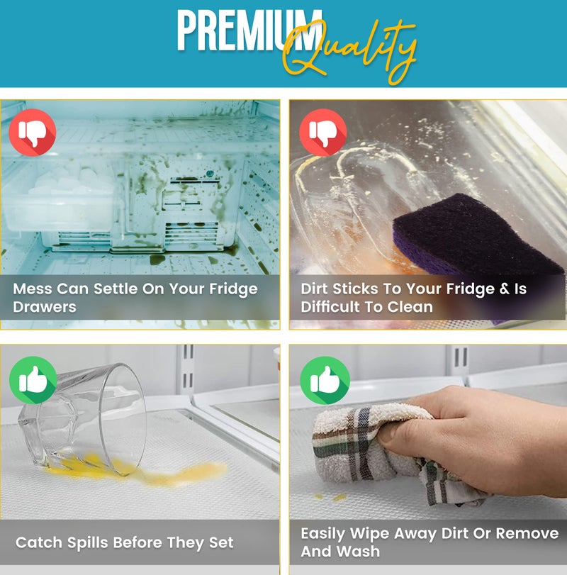 Linda's Essentials Refrigerator Liners for Shelves (8 Pack) by Lindaâ€™s Essentials - Non-Adhesive Drawer and Shelf Liner, BPA-Free Fridge Mats for Kitchen & Cabinets, Easy to Clean, Ideal Household Essentials (Clear) - Image 2