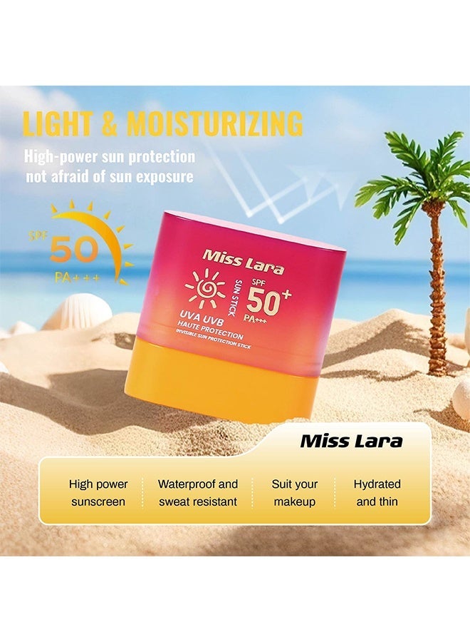 السيدة لارا Sun Stick- SPF 50 PA ، عصا توهج واقية من الشمس فائقة الترطيب ، للوجه والجسم مع لمسة نهائية مشرقة وندية وحماية طويلة الأمد من الأشعة فوق البنفسجية ، وحماية من الشمس غير مرئية - Image 3