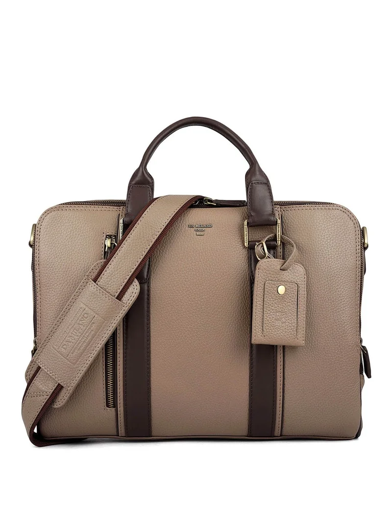 دا ميلانو حقيبة لاب توب جلد طبيعي بني من دا ميلانو