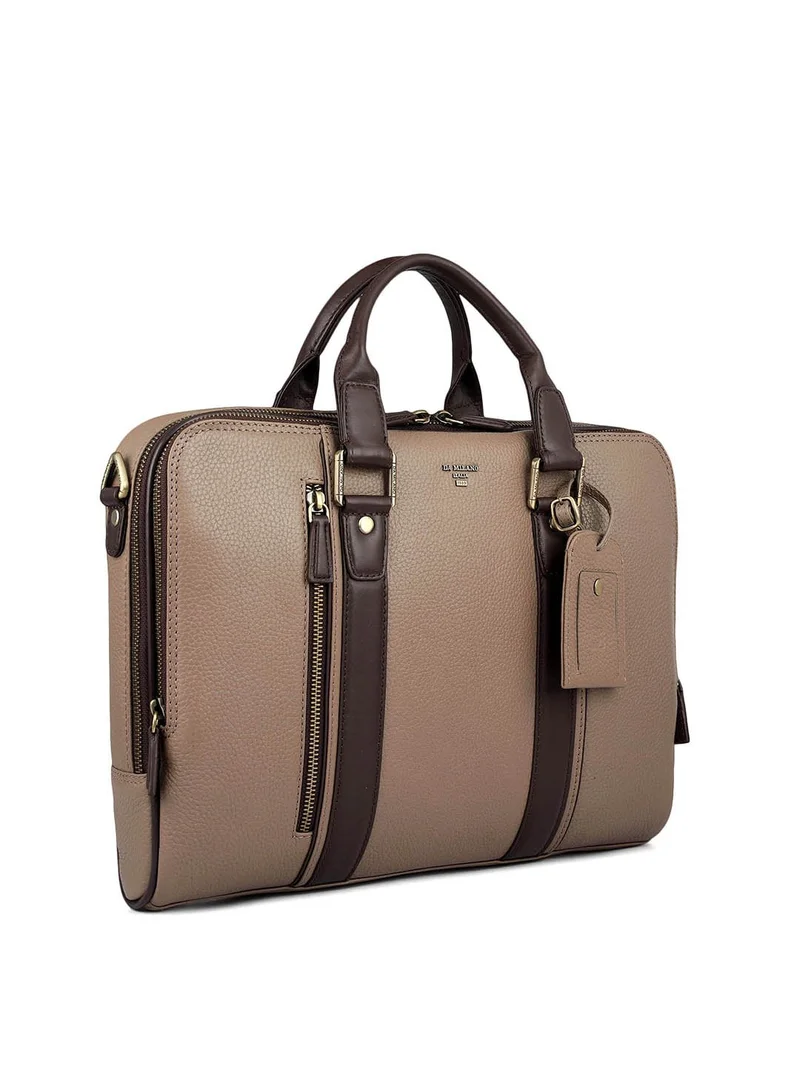 دا ميلانو حقيبة لاب توب جلد طبيعي بني من دا ميلانو