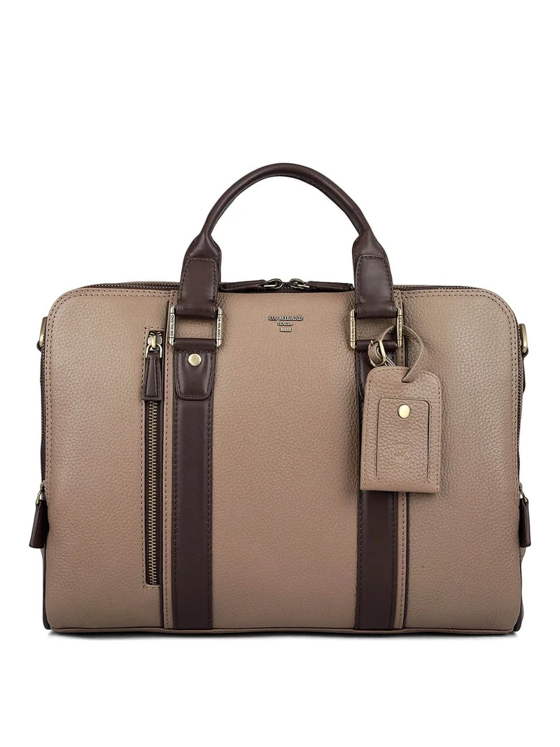 دا ميلانو حقيبة لاب توب جلد طبيعي بني من دا ميلانو