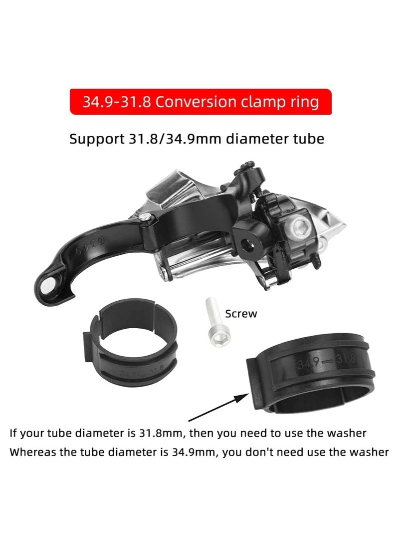 SOLARAE مبدل أمامي للدراجة 3 سرعات، مبدل أمامي من سبائك الألمنيوم مع مؤشر تروس وكابلات فرامل، متوافق مع دراجات الجبال والدراجات الهوائية، يناسب أنبوب بقطر 31.8 34.9 مم - Image 2