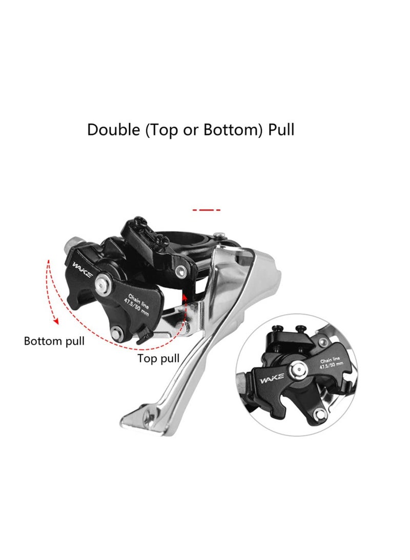 SOLARAE مبدل أمامي للدراجة 3 سرعات، مبدل أمامي من سبائك الألمنيوم مع مؤشر تروس وكابلات فرامل، متوافق مع دراجات الجبال والدراجات الهوائية، يناسب أنبوب بقطر 31.8 34.9 مم - Image 4