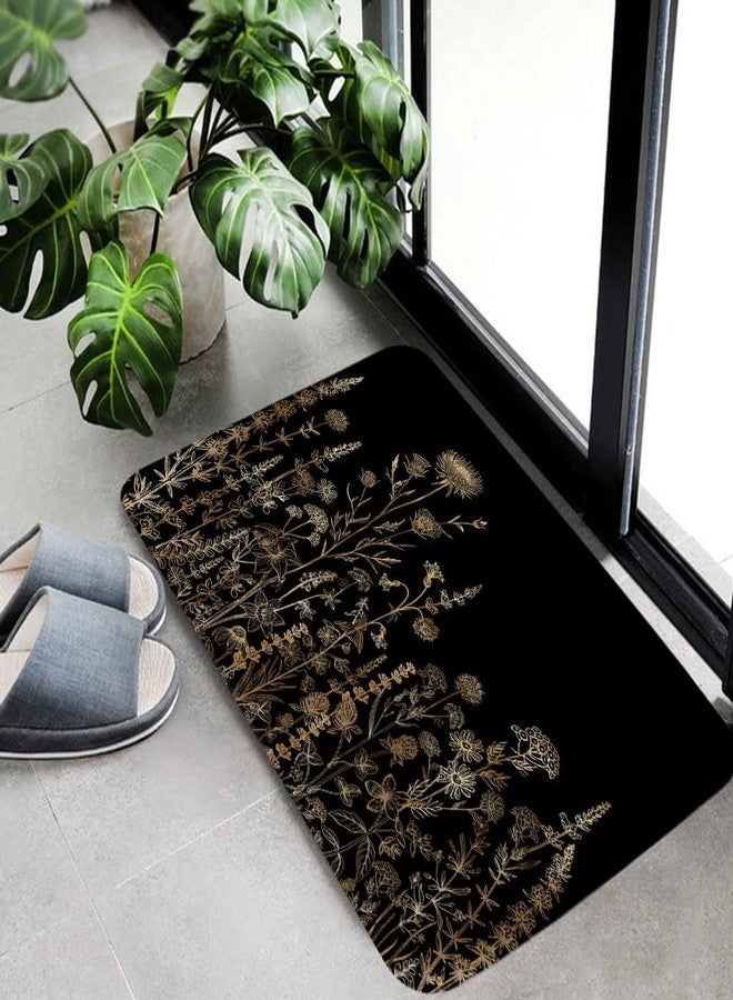 GOAOK Vintage Black and Gold Boho Bathroom Rugs, Black and Tan Cream Floral Aesthetic Dark Wildflower Botanical Flowers Outdoor Rug, Soft Non Slip Floor Rugs for Living Room Doormat, 17x29 - Image 3
