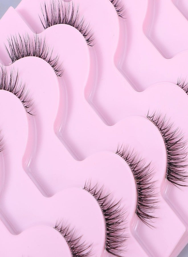 KFHENSOMR 10 Pairs Cat Eyelash, Half Eyelashes Faux Mink Eyelashes, Natural Fluffy Eyelash, Thin Clear Band Lashes for Beginners Daily Makeup (7-15mm) - Image 5