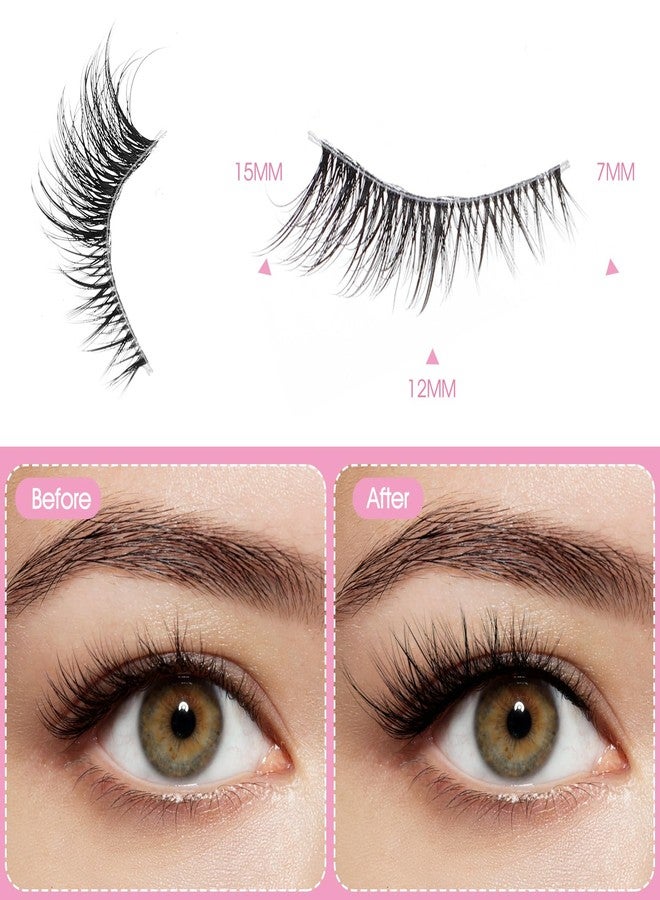 KFHENSOMR 10 Pairs Cat Eyelash, Half Eyelashes Faux Mink Eyelashes, Natural Fluffy Eyelash, Thin Clear Band Lashes for Beginners Daily Makeup (7-15mm) - Image 2