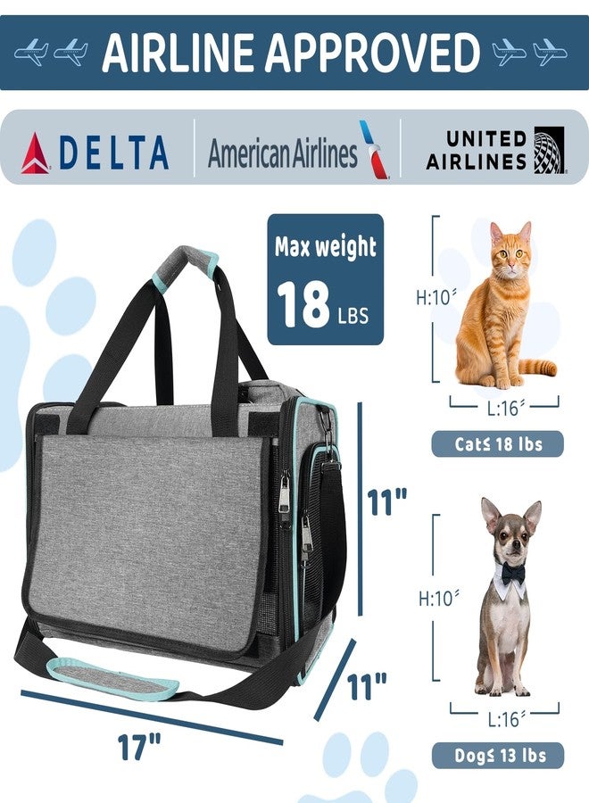 GAPZER Cat Carrier American, United, Delta Airline Approved/Soft-Sided Pet Travel Bag for Medium Cat 15+ lbs Small Dog Traveling Crate Under 15 Pounds TSA Approved Carrying Cage Underseat Cabin Gray - Image 3