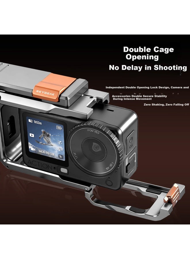 Reygeak Compatible Dji Action 6 Street Photography Handle Ultra-light Rabbit Cage Metal Frame Shooting Expansion Anti-drop Street Photography Kit - Image 5