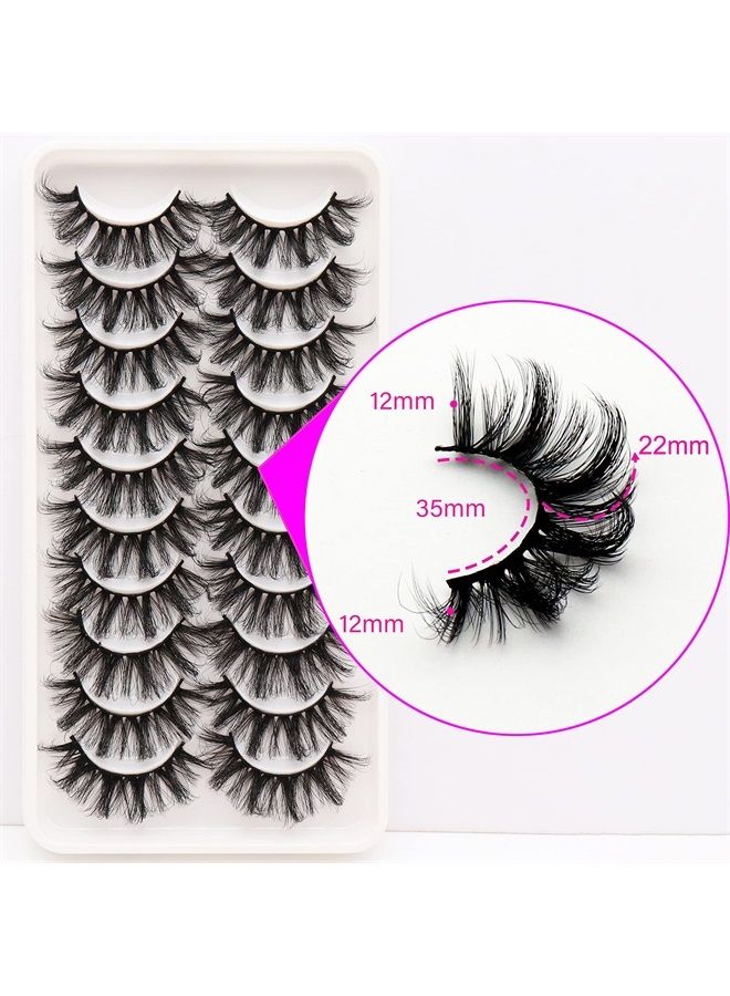 Veleasha Lashes Fluffy & Wispy Faux Mink Eyelashes Criss-cross False Lashes 10 Pairs Pack 22mm Long Fake Eyelashes for Women (6D23)