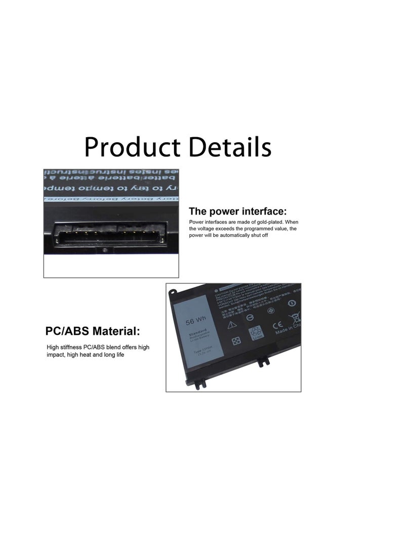 Terabyte بطارية لابتوب 56WH 33YDH لجهاز ديل إنسبيرون 17 7000 7778 7779 7786 7773 15 7577 G3 3579 3779 G5 5587 G7 7588 لاتيتيود 13 3380 14 3490 15 3590 3580 PVHT1 P30E 81PF3 081PF3 - Image 3