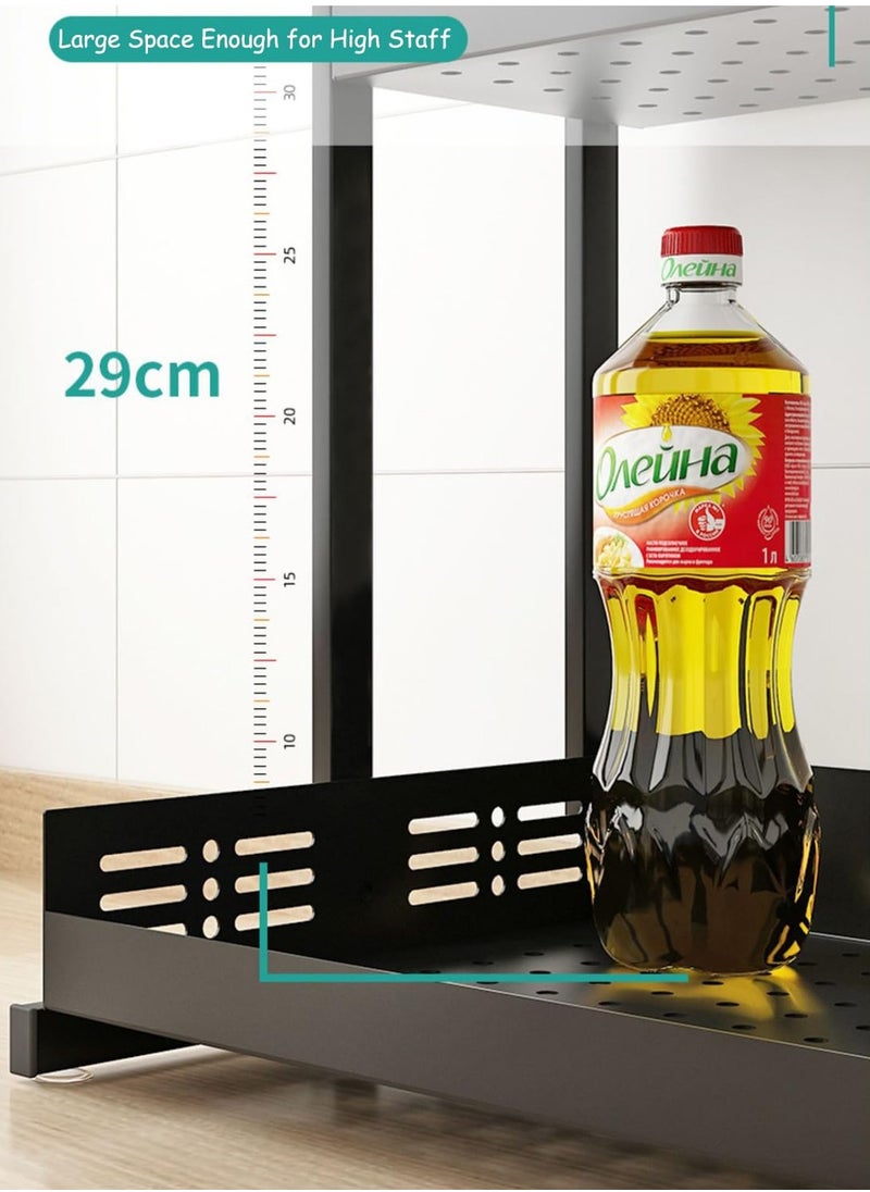 TYCOM - Pull Out Spice Rack Organizer For Countertop and Cabinet Standing Shelf Jars Storage Holder Foldable Seasoning Shelf Organizer for Kitchen Storage 3 Layer White. - Image 1