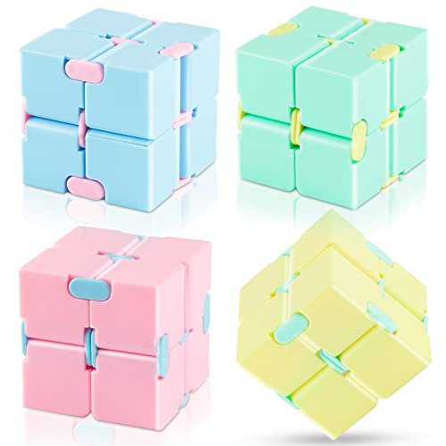 IGINOA Infinity Cube Toy 4 Pack Puzzle Cube for Kids Adult Stress Anxiety Relief Magic Puzzle Flip for ADHD Finger Cube Preschool and Office Desk Gadget Gift for Time - Image 1
