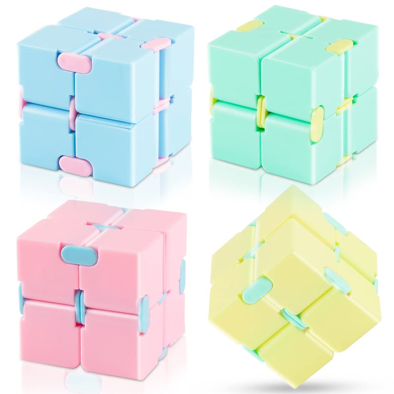 IGINOA Infinity Cube Toy 4 Pack Puzzle Cube for Kids Adult Stress Anxiety Relief Magic Puzzle Flip for ADHD Finger Cube Preschool and Office Desk Gadget Gift for Time - Image 4