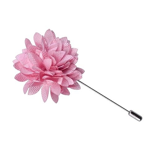 GUSLESON Pink Mens Plaid Checkered Wedding Necktie Pocket Square Cufflinks and Lapel Pin Brooch Set (IN6104-17) - Image 5